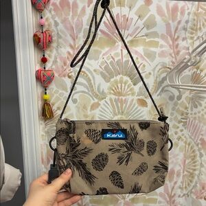 KAVU Taupe Pinecone Print Crossbody Bag